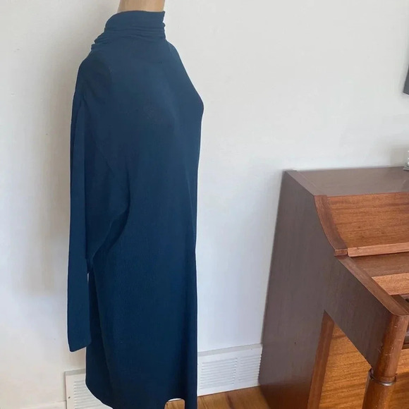 St John vintage 80’s wool rayon blend navy dress turtleneck back zip Longsleeve - Picture 2 of 6